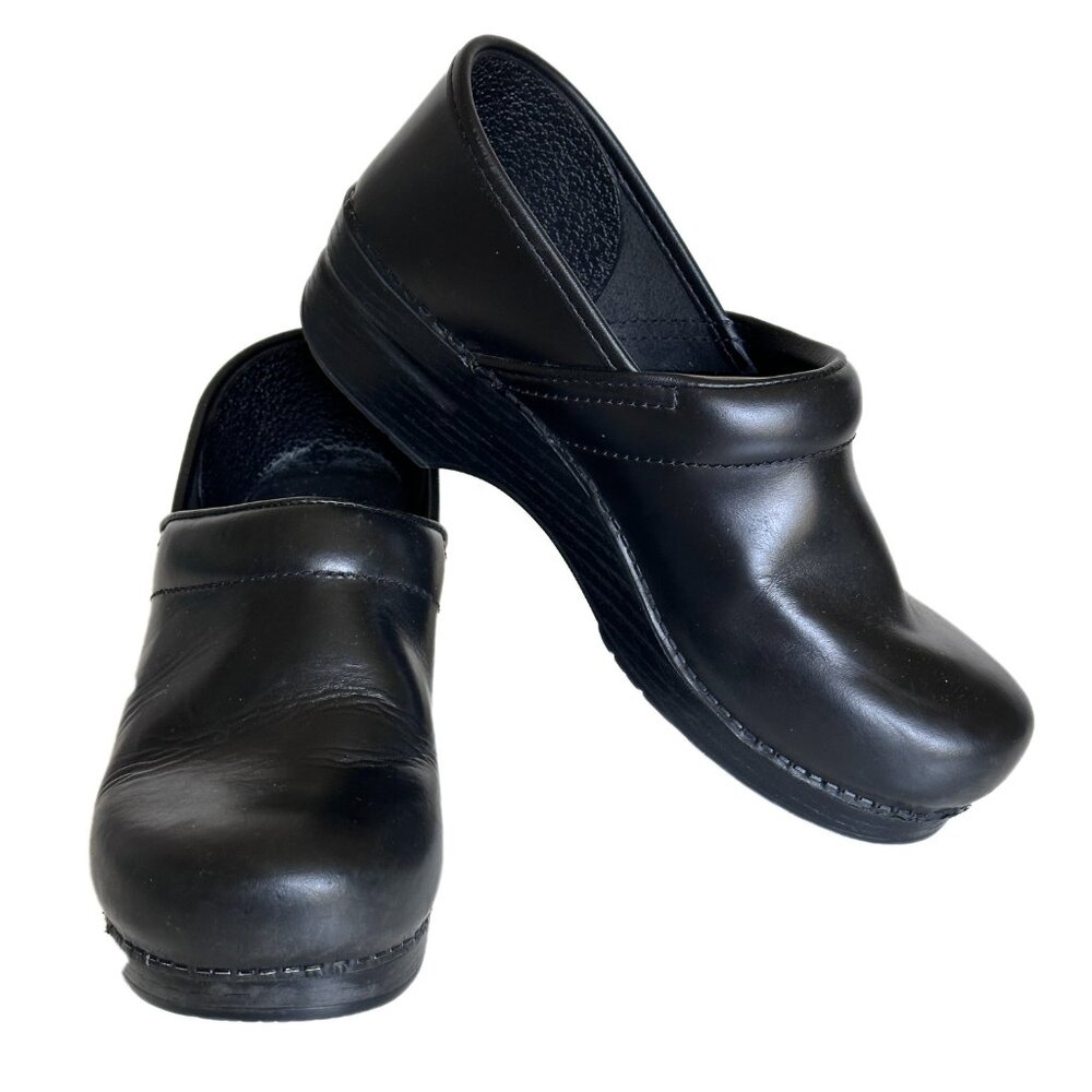 Dansko Black Leather Mules